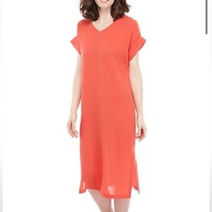 Eileen Fisher Short Sleeve V Neck Gauze Dress